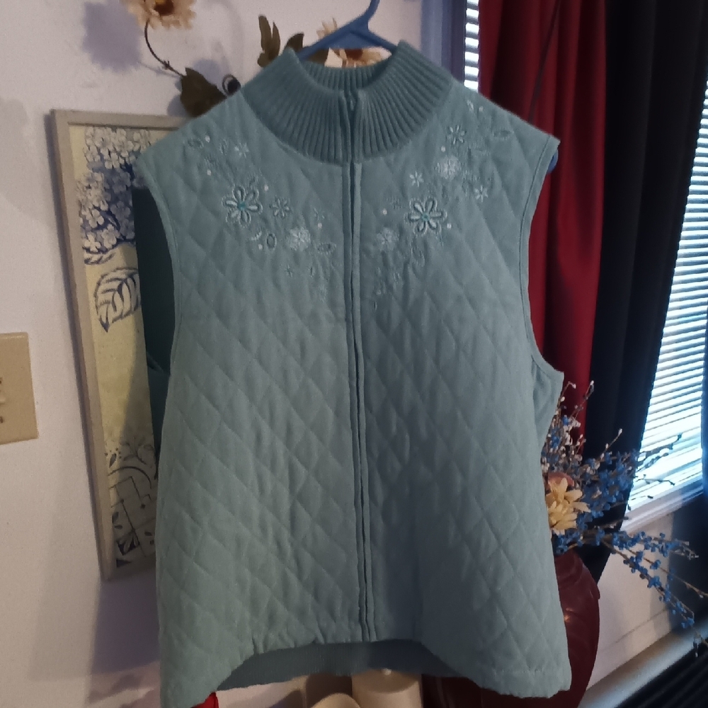 Alfred Dunner Quilted Vest - Light Blue